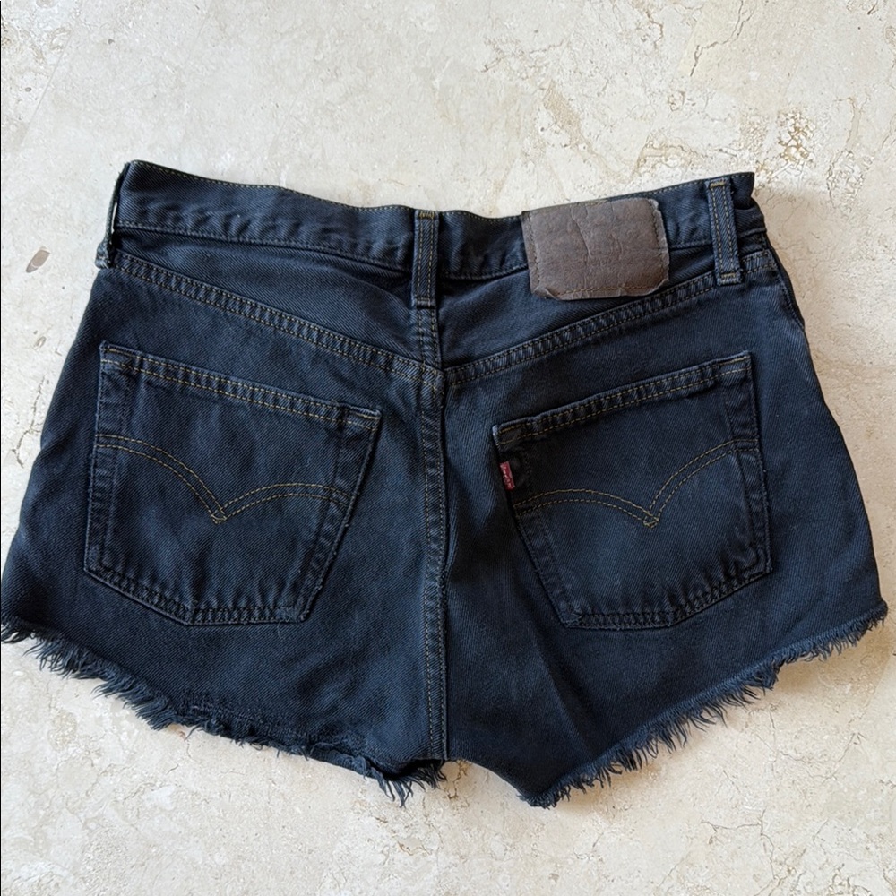 Vintage Levi's Black Jean Shorts Distressed Cut-Off Hem
